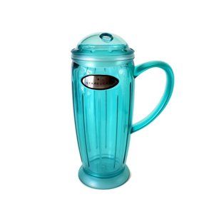 Starbucks 2001 Barista Rocket Tumbler Cup Blue Travel Mug 16 OZ NOS